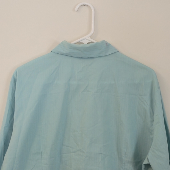 Ricki’s XXL Blouse Blue Button Up Textured Business Casual Office Chic Coastal - Picture 10 of 12